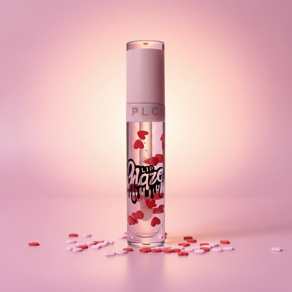 Clear Lip Glaze - Red Hearts