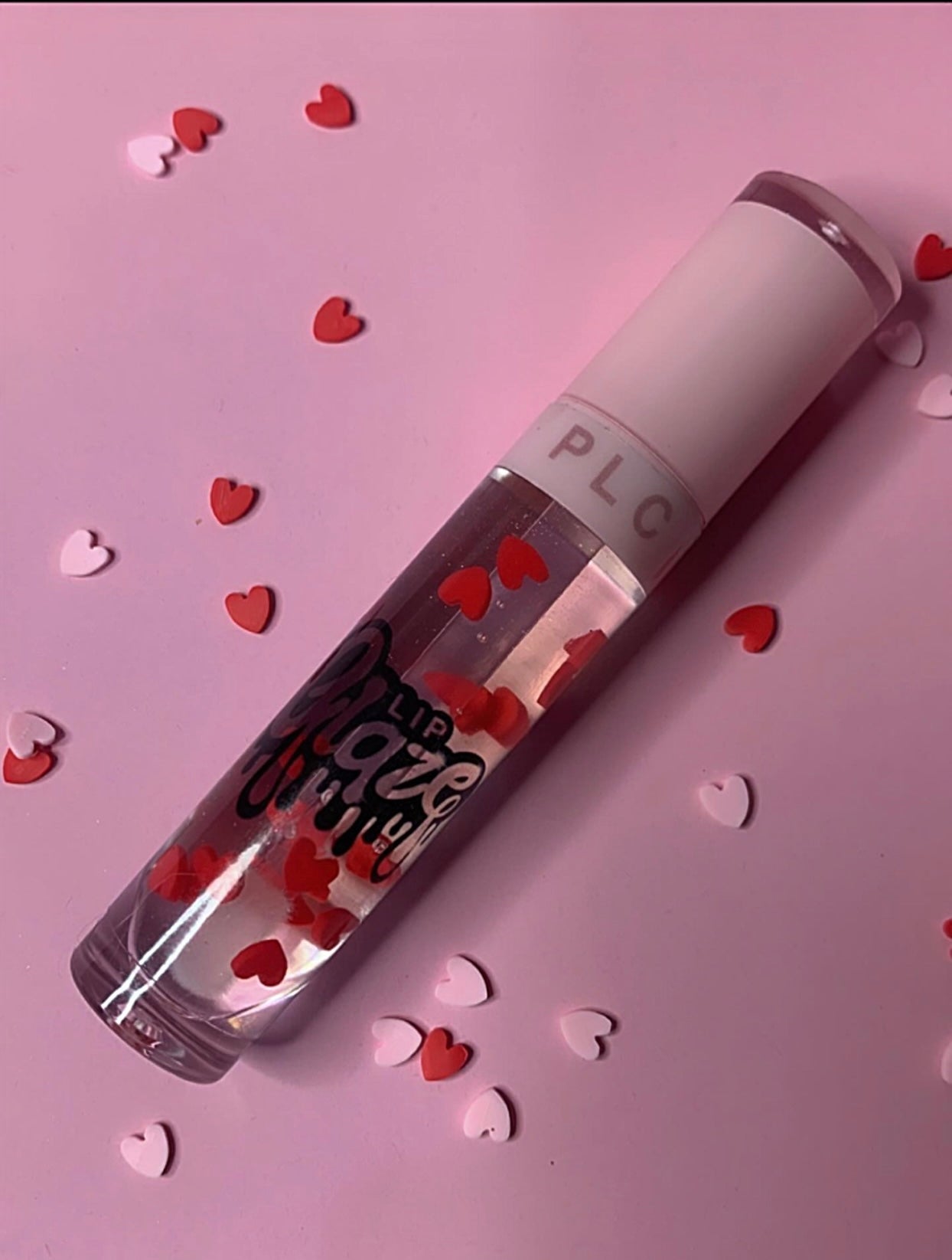 Clear Lip Glaze - Red Hearts