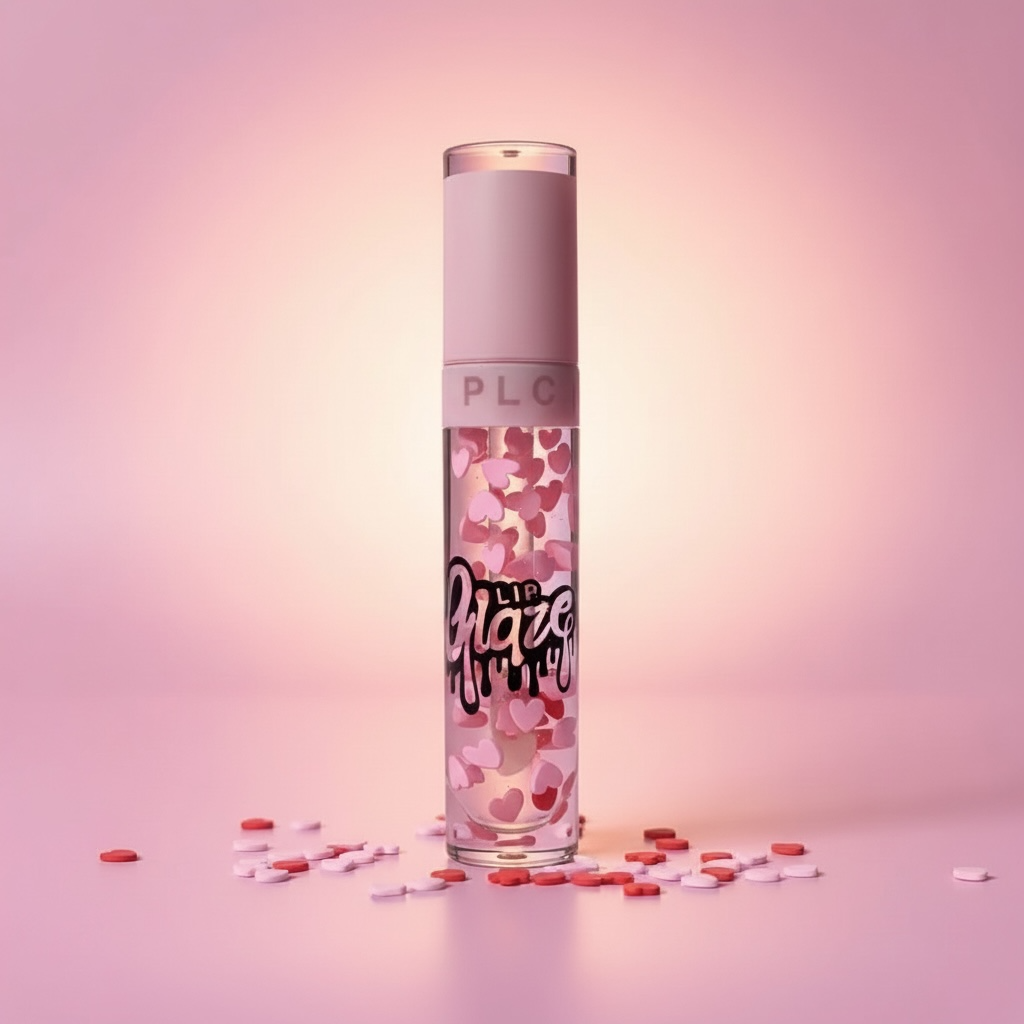 Clear Lip Glaze - Pink Hearts